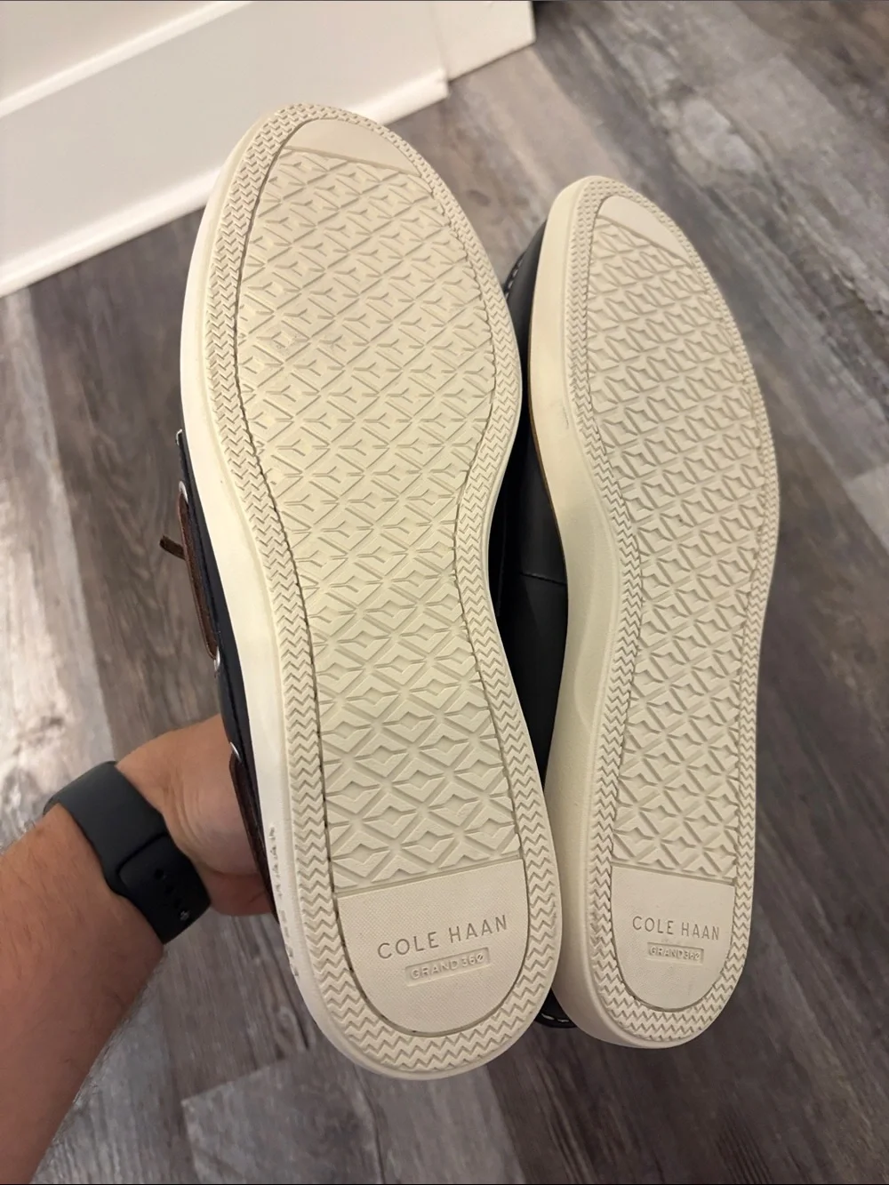 Cole Haan Navy Leather Boat Shoes with Brown Laces (Brand New)